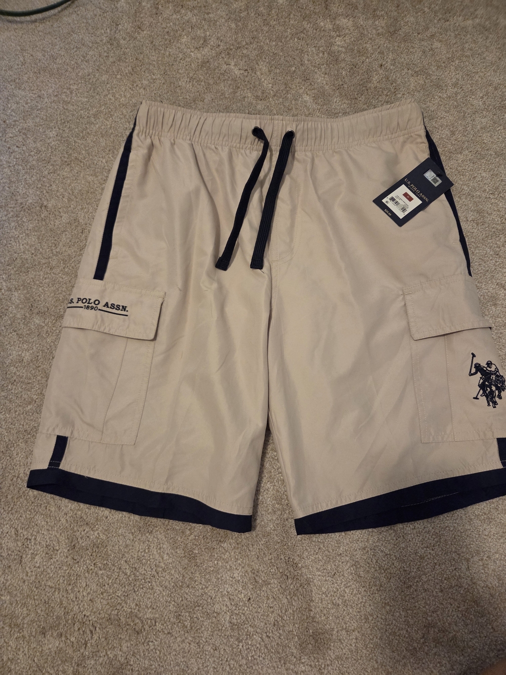 U.S. Polo Assn. Beige Cargo Swim Shorts
